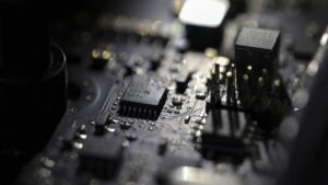 The inside of a computer is seen on February 23, 2019.