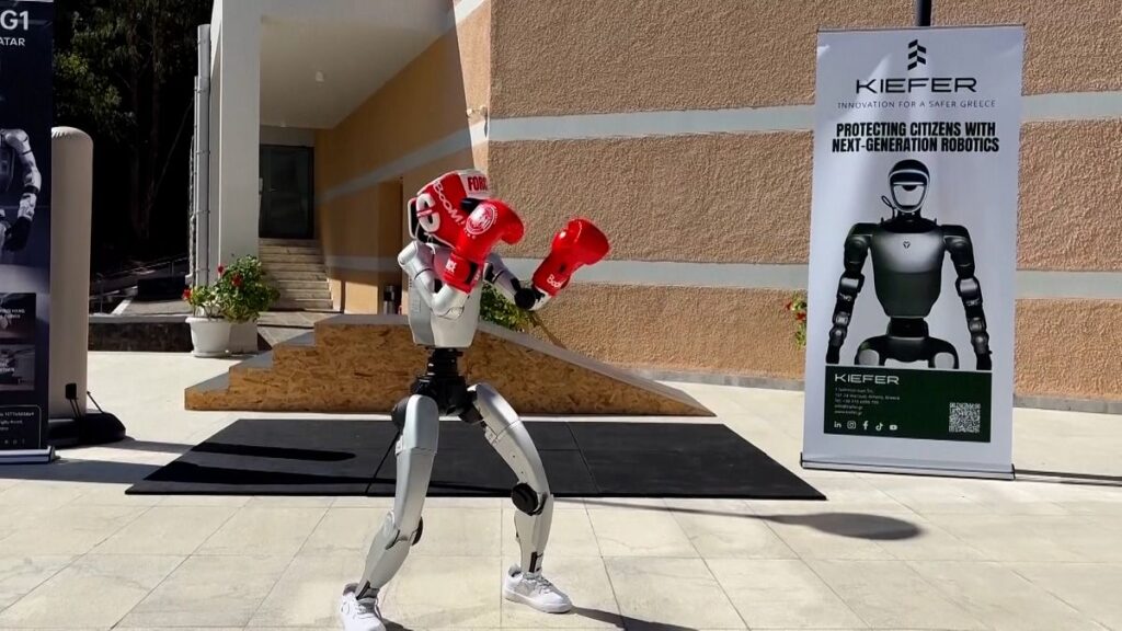 I robot vantano abilità atletiche alla prima olimpiade umanoide internazionale in un'antica città greca