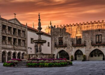 Praca da Republica in the city of Viana do Castelo, Portugal.
