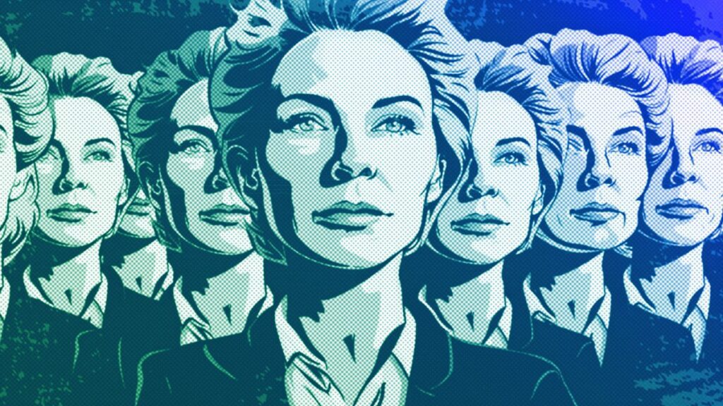 Deepfake clones of European Commission President Ursula von der Leyen, illustration