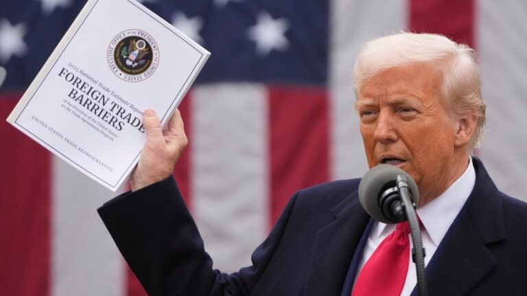 President Donald Trump speaks during an event to announce new tariffs in the Rose Garden at the White House, Wednesday, April 2, 2025, in Washington
